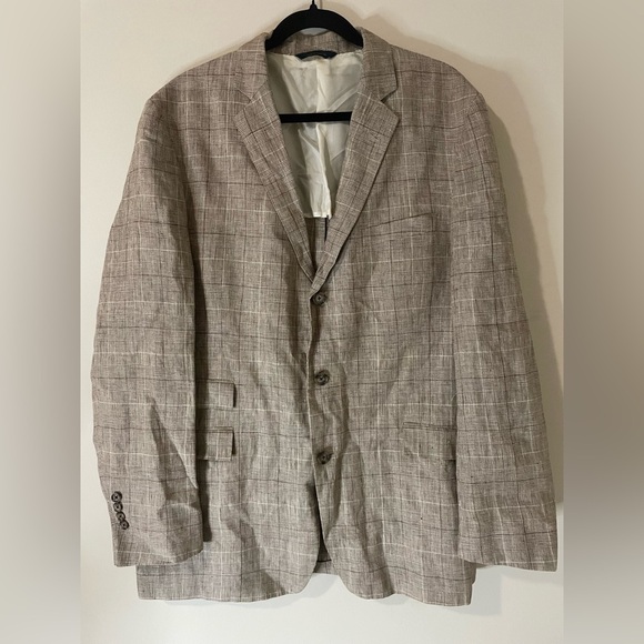Brooks Brothers Plaid Regent Fit Linen Blazer Suit Jacket Size 44L